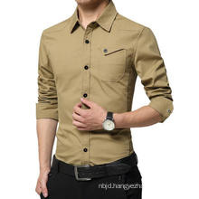 High Quality Men′s Long Sleeve Men in Military Uniform Style Casual Shirt